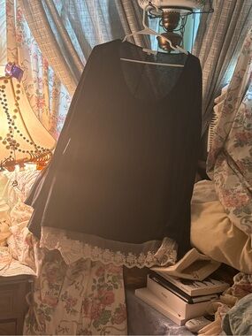 Umgee Black Sheer Knit Long Sleeve Top